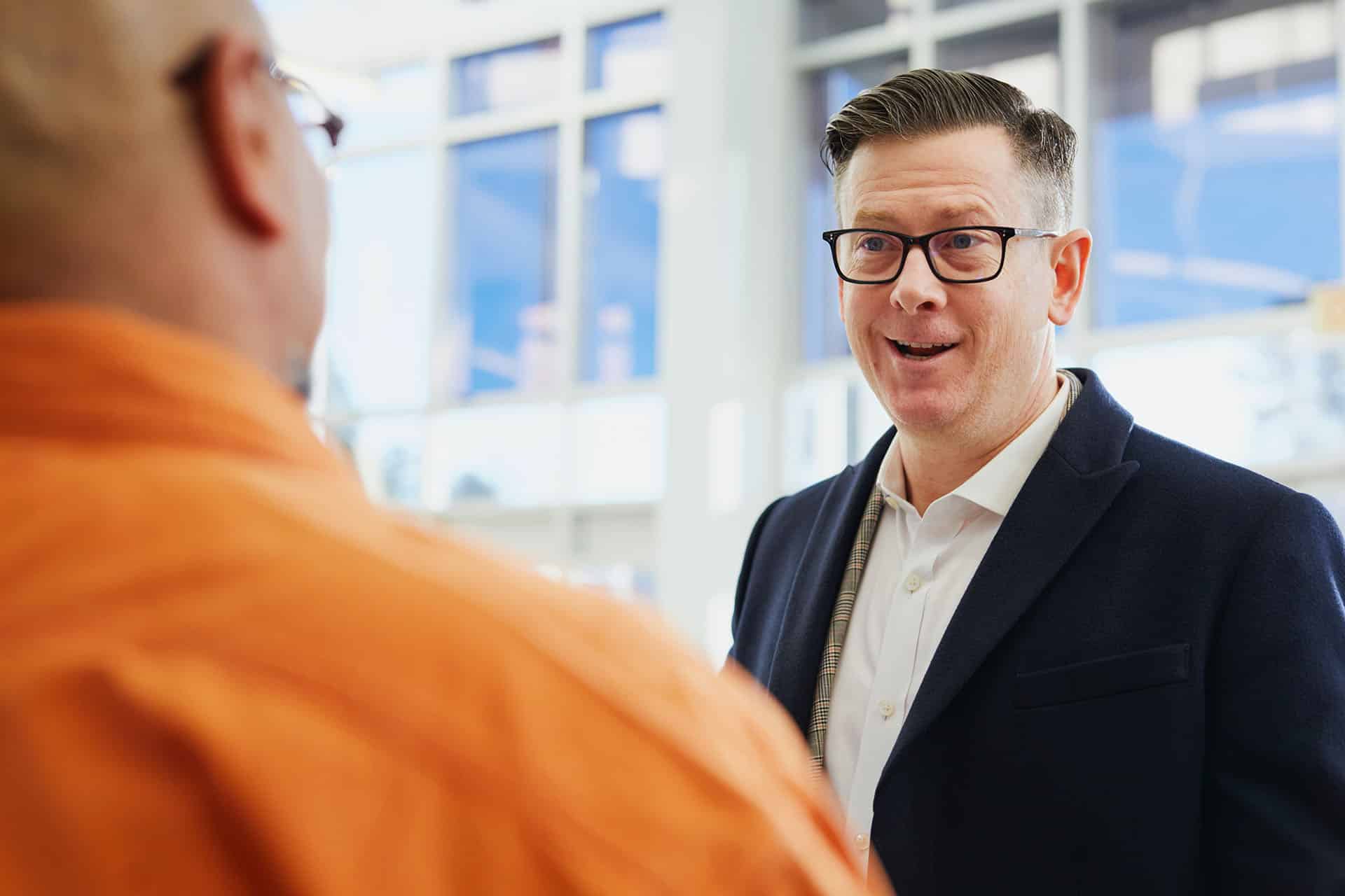 A business advisor talking with a client
