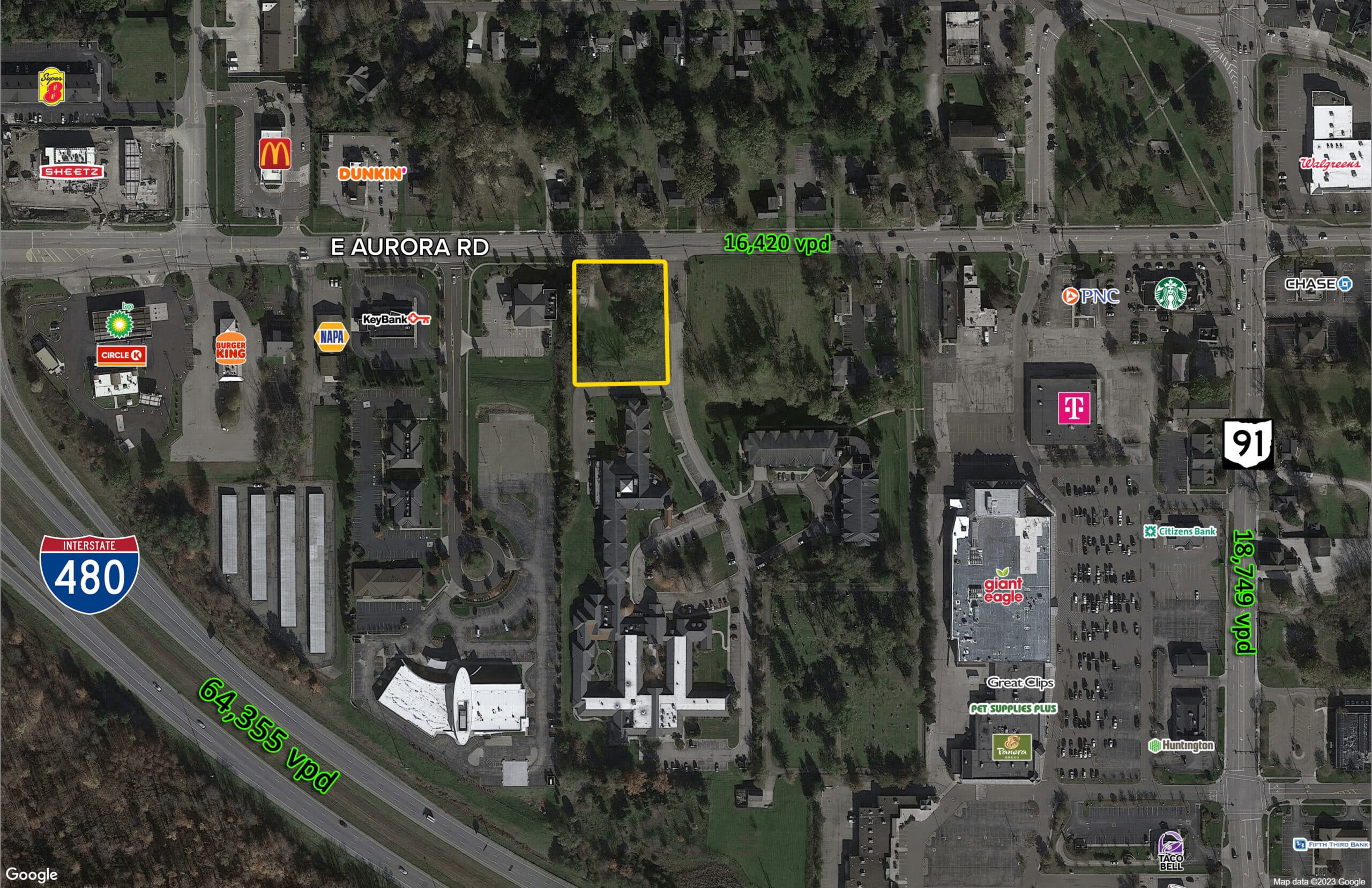 aerial map of east aurora road