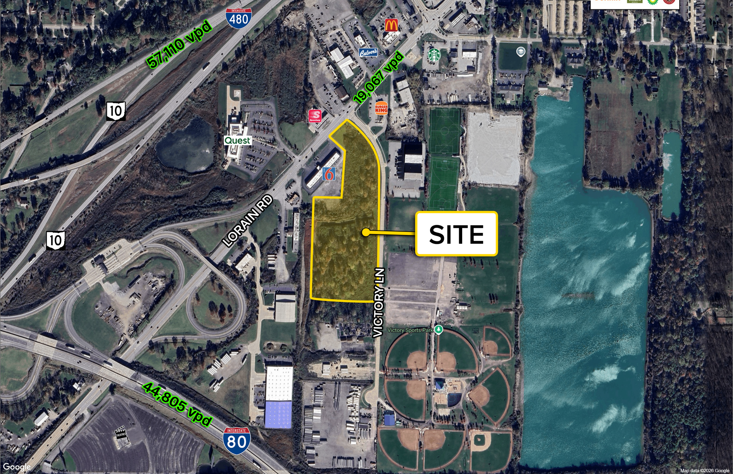 Land Aerial of Lorain Rd & Victory Ln
